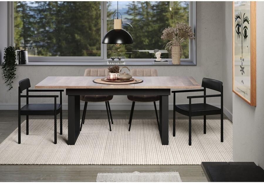 INOSIGN Eettafel Valencia Synchro-uitvoering metalen runners uitschuifbaar tot 200 cm