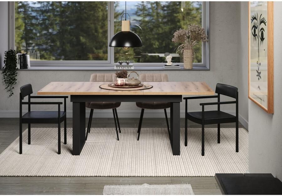 INOSIGN Eettafel Valencia Synchro-uitvoering metalen runners uitschuifbaar tot 200 cm