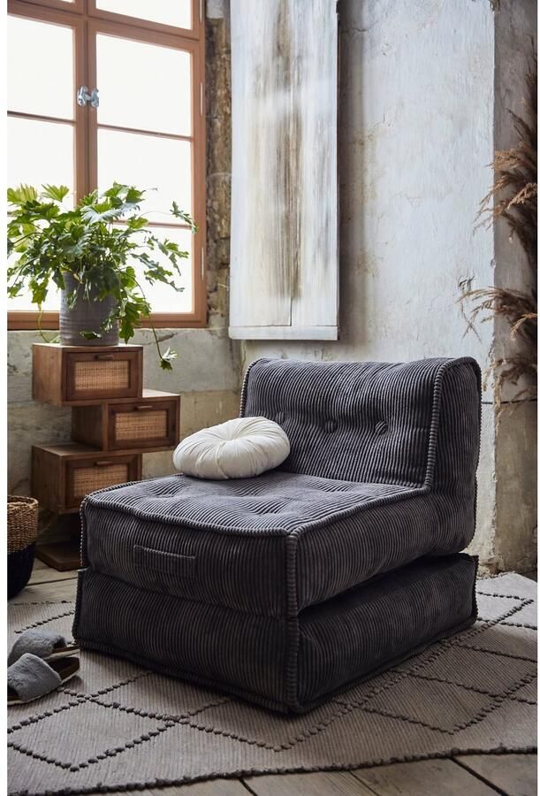 INOSIGN Fauteuil Pia Loungestoel van corduroy in 2 maten poef-functie. - Foto 6