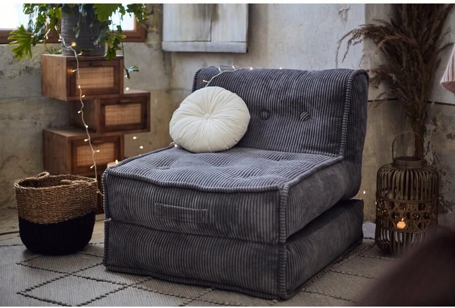 INOSIGN Fauteuil Pia Loungestoel van corduroy in 2 maten poef-functie. - Foto 7