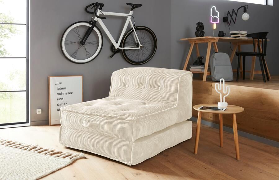 INOSIGN Fauteuil Pia Loungestoel van corduroy in 2 maten poef-functie. - Foto 9
