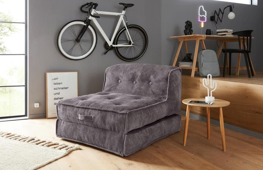INOSIGN Fauteuil Pia Loungestoel van corduroy in 2 maten poef-functie. - Foto 11