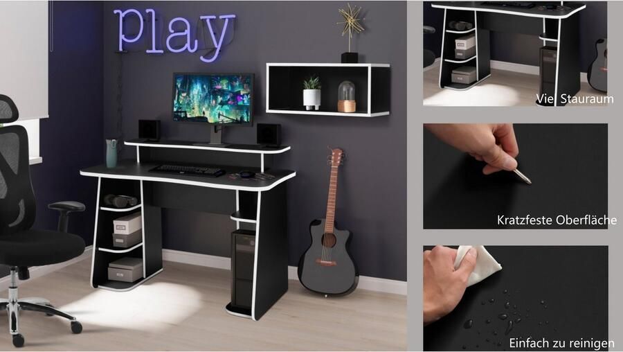 INOSIGN Gamingtafel GAME computertafel bureau computervak monitorblad - Foto 6