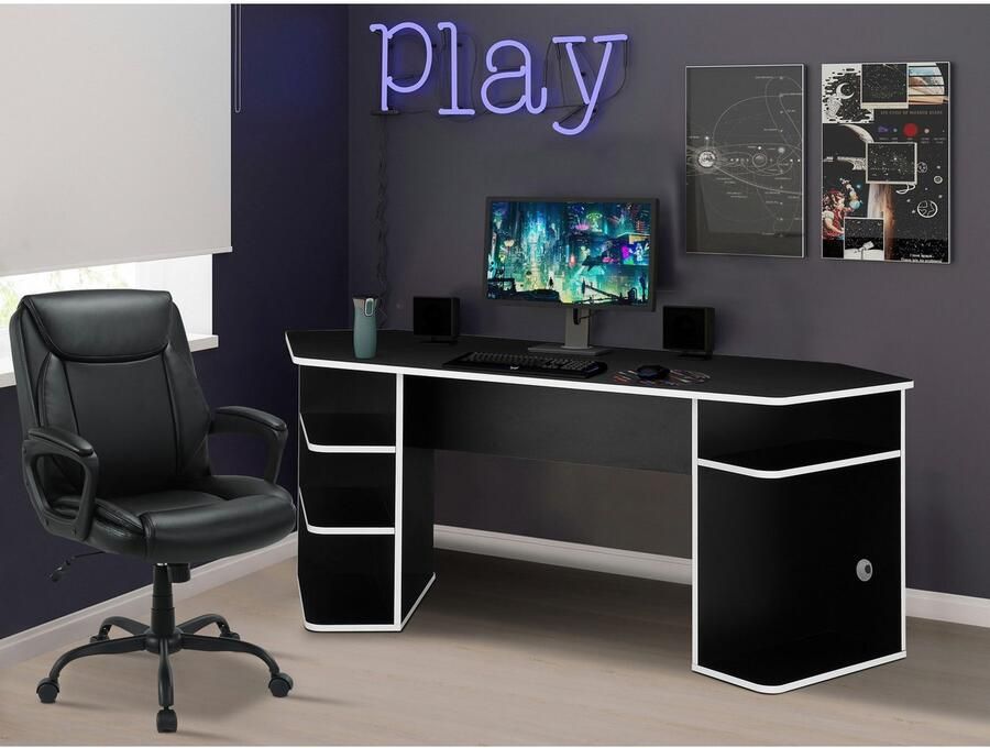 INOSIGN Gamingtafel Game Computertisch Hoekbureau tower-vak kabeldoorvoer asymmetrisch ontwerp breedte 180 cm - Foto 3