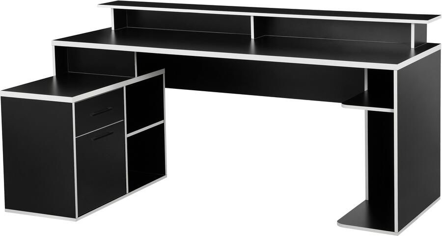 INOSIGN Gamingtafel Game Computertisch Hoekbureau tower-vak kabeldoorvoer monitorsteun opbergruimte afmetingen 180x102 cm - Foto 9