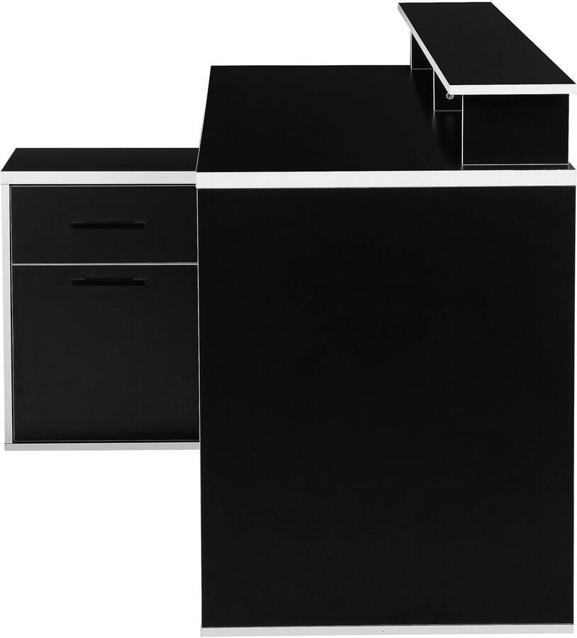 INOSIGN Gamingtafel Game Computertisch Hoekbureau tower-vak kabeldoorvoer monitorsteun opbergruimte afmetingen 180x102 cm