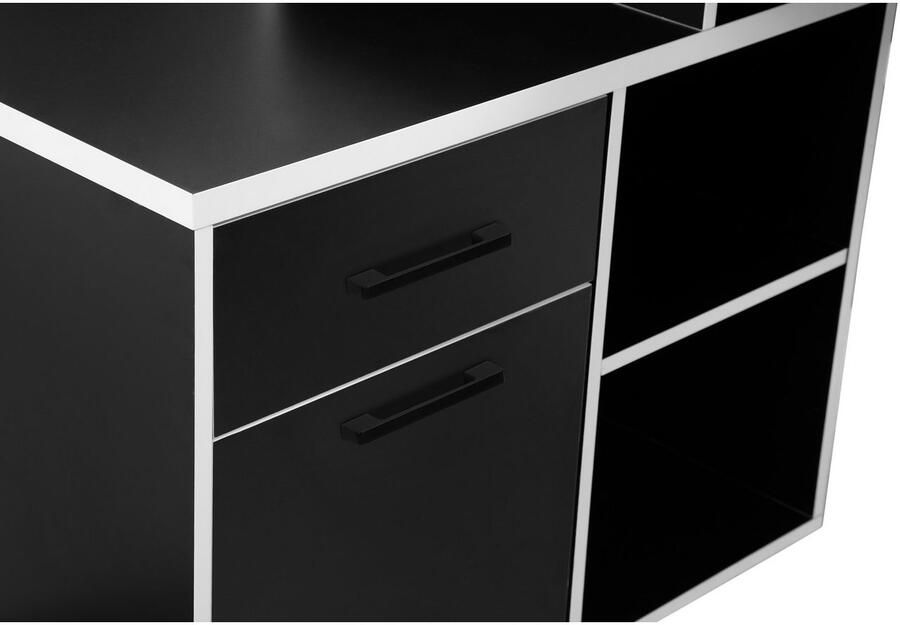 INOSIGN Gamingtafel Game Computertisch Hoekbureau tower-vak kabeldoorvoer monitorsteun opbergruimte afmetingen 180x102 cm - Foto 3