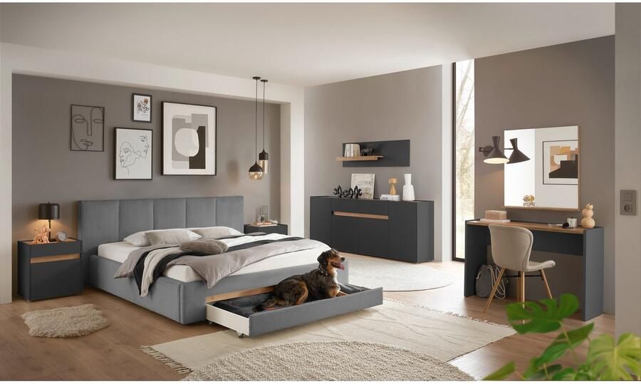 INOSIGN Gestoffeerd bed CiTY GiRON bedframe met bedlade gestoffeerd opbergbed met hondenbed of opberglade bekleding van corduroy of linnenlook - Foto 7