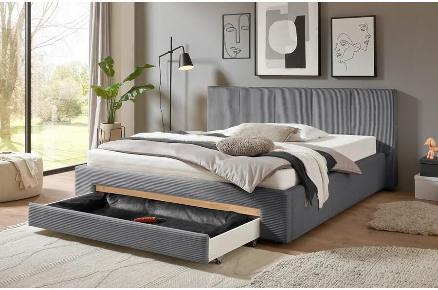 INOSIGN Gestoffeerd bed CiTY GiRON bedframe met bedlade gestoffeerd opbergbed met hondenbed of opberglade bekleding van corduroy of linnenlook - Foto 6