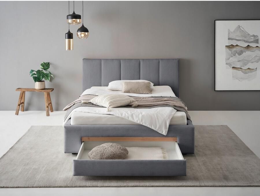 INOSIGN Gestoffeerd bed CiTY GiRON bedframe met bedlade gestoffeerd opbergbed met hondenbed of opberglade bekleding van corduroy of linnenlook - Foto 2
