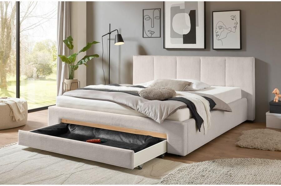 INOSIGN Gestoffeerd bed CiTY GiRON bedframe met bedlade gestoffeerd opbergbed met hondenbed of opberglade bekleding van corduroy of linnenlook - Foto 4
