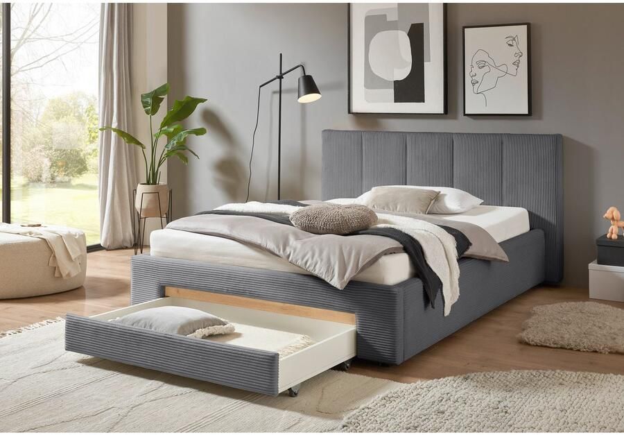 INOSIGN Gestoffeerd bed CiTY GiRON bedframe met bedlade gestoffeerd opbergbed met hondenbed of opberglade bekleding van corduroy of linnenlook - Foto 6