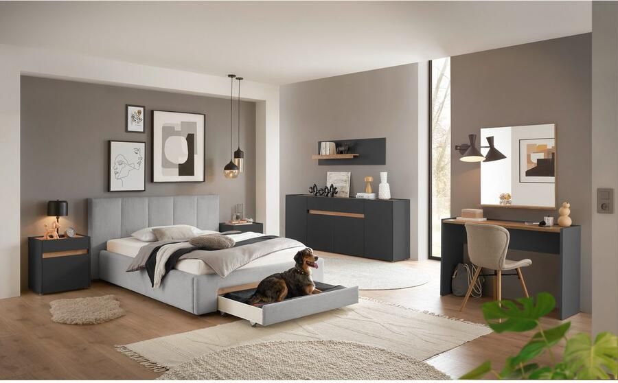 INOSIGN Gestoffeerd bed CiTY GiRON bedframe met bedlade gestoffeerd opbergbed met hondenbed of opberglade bekleding van corduroy of linnenlook - Foto 7
