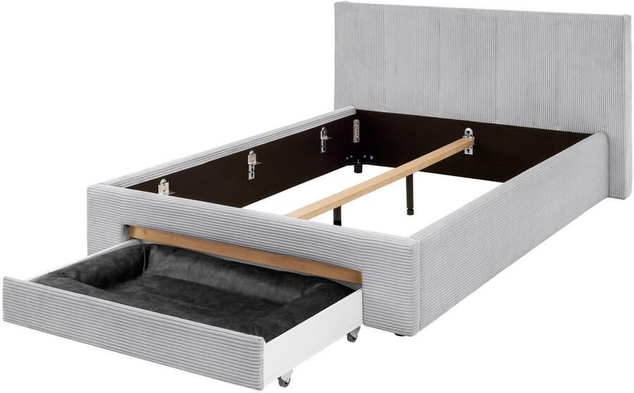 INOSIGN Gestoffeerd bed CiTY GiRON bedframe met bedlade gestoffeerd opbergbed met hondenbed of opberglade bekleding van corduroy of linnenlook - Foto 8