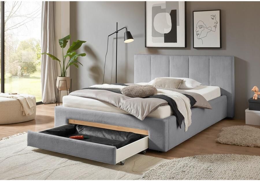 INOSIGN Gestoffeerd bed CiTY GiRON bedframe met bedlade gestoffeerd opbergbed met hondenbed of opberglade bekleding van corduroy of linnenlook - Foto 6