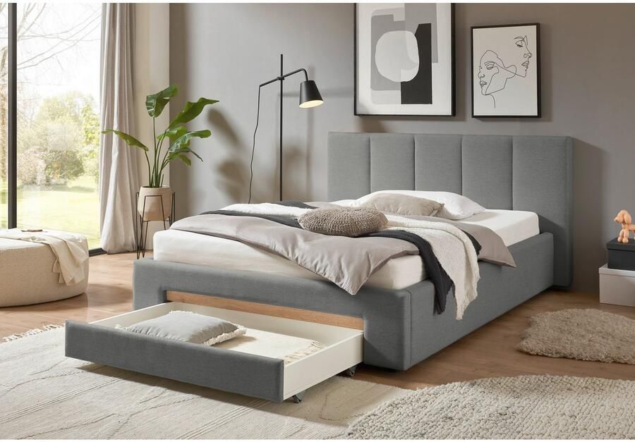INOSIGN Gestoffeerd bed CiTY GiRON bedframe met bedlade gestoffeerd opbergbed met hondenbed of opberglade bekleding van corduroy of linnenlook - Foto 4