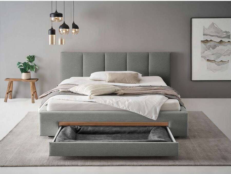 INOSIGN Gestoffeerd bed CiTY GiRON bedframe met bedlade gestoffeerd opbergbed met hondenbed of opberglade bekleding van corduroy of linnenlook - Foto 2