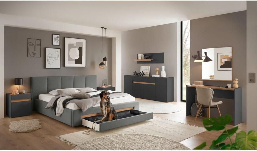 INOSIGN Gestoffeerd bed CiTY GiRON bedframe met bedlade gestoffeerd opbergbed met hondenbed of opberglade bekleding van corduroy of linnenlook - Foto 10