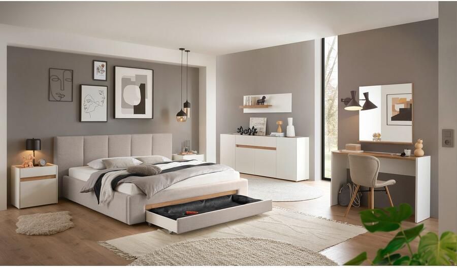 INOSIGN Gestoffeerd bed CiTY GiRON bedframe met bedlade gestoffeerd opbergbed met hondenbed of opberglade bekleding van corduroy of linnenlook - Foto 11