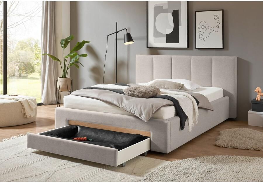 INOSIGN Gestoffeerd bed CiTY GiRON bedframe met bedlade gestoffeerd opbergbed met hondenbed of opberglade bekleding van corduroy of linnenlook - Foto 3