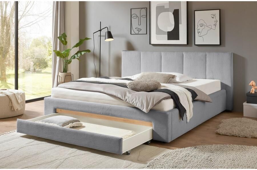 INOSIGN Gestoffeerd bed CiTY GiRON bedframe met bedlade gestoffeerd opbergbed met hondenbed of opberglade bekleding van corduroy of linnenlook - Foto 4