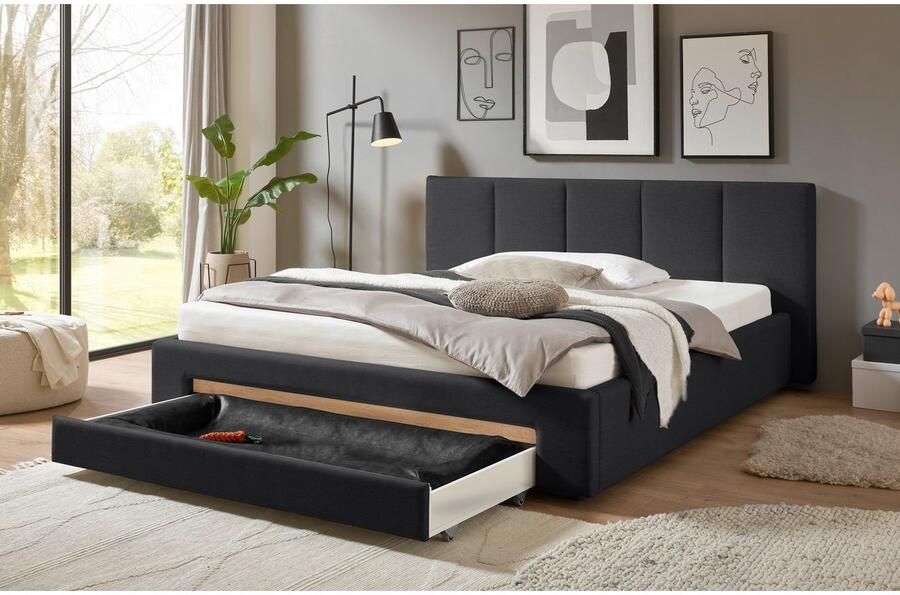 INOSIGN Gestoffeerd bed CiTY GiRON bedframe met bedlade gestoffeerd opbergbed met hondenbed of opberglade bekleding van corduroy of linnenlook - Foto 5