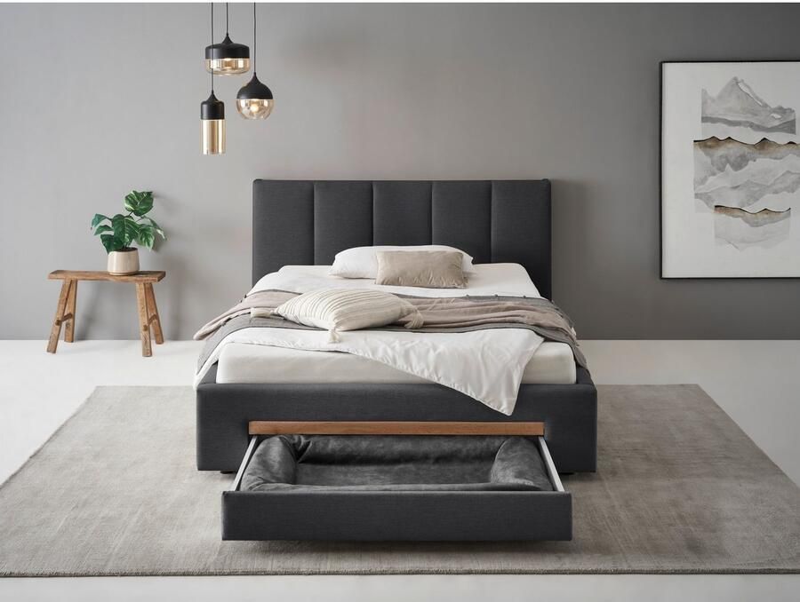 INOSIGN Gestoffeerd bed CiTY GiRON bedframe met bedlade gestoffeerd opbergbed met hondenbed of opberglade bekleding van corduroy of linnenlook - Foto 2