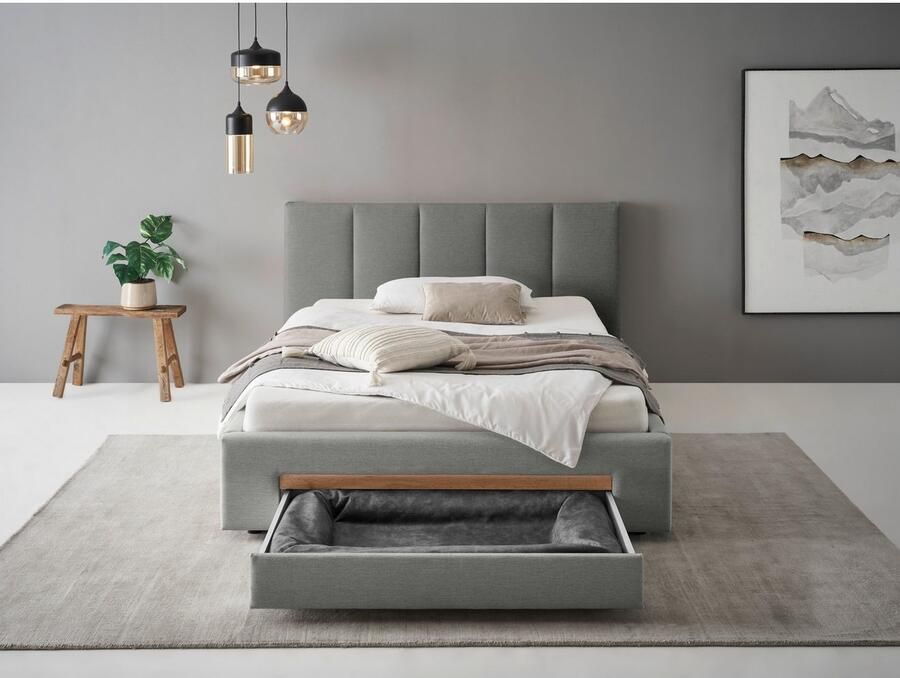 INOSIGN Gestoffeerd bed CiTY GiRON bedframe met bedlade gestoffeerd opbergbed met hondenbed of opberglade bekleding van corduroy of linnenlook - Foto 2