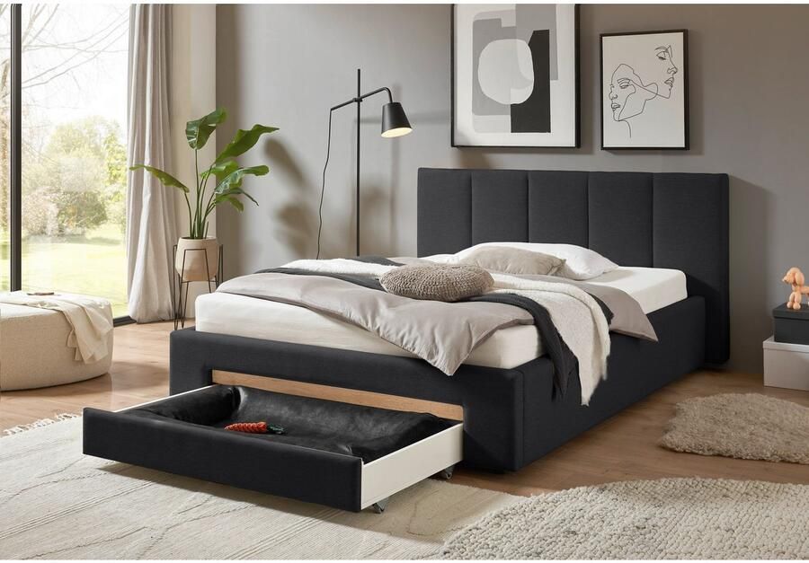 INOSIGN Gestoffeerd bed CiTY GiRON bedframe met bedlade gestoffeerd opbergbed met hondenbed of opberglade bekleding van corduroy of linnenlook - Foto 4