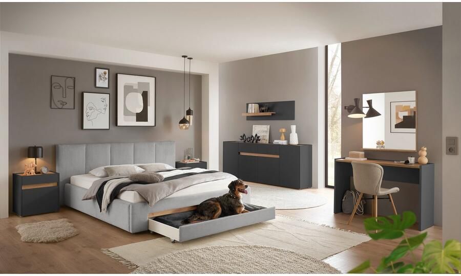 INOSIGN Gestoffeerd bed CiTY GiRON bedframe met bedlade gestoffeerd opbergbed met hondenbed of opberglade bekleding van corduroy of linnenlook - Foto 7