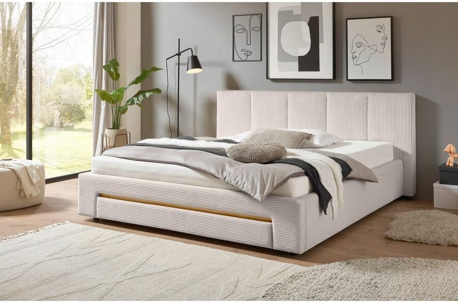 INOSIGN Gestoffeerd bed CiTY GiRON bedframe met bedlade gestoffeerd opbergbed met hondenbed of opberglade bekleding van corduroy of linnenlook - Foto 3