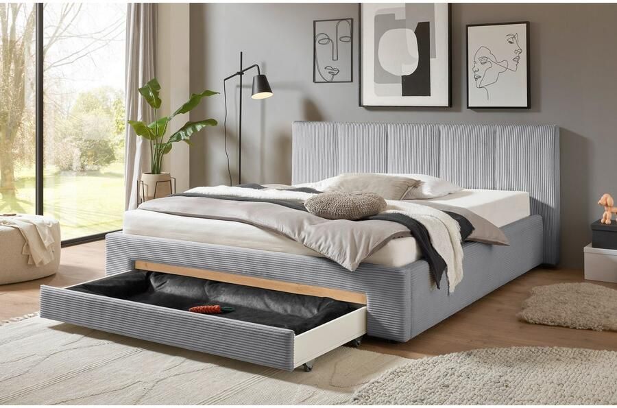 INOSIGN Gestoffeerd bed CiTY GiRON bedframe met bedlade gestoffeerd opbergbed met hondenbed of opberglade bekleding van corduroy of linnenlook - Foto 5
