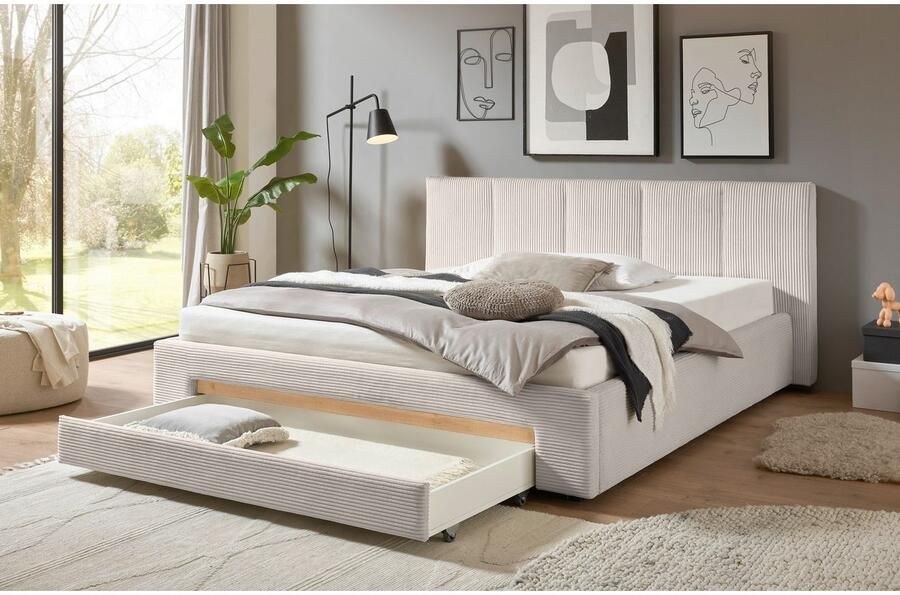 INOSIGN Gestoffeerd bed CiTY GiRON bedframe met bedlade gestoffeerd opbergbed met hondenbed of opberglade bekleding van corduroy of linnenlook - Foto 4