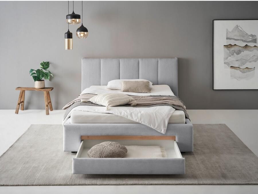 INOSIGN Gestoffeerd bed CiTY GiRON bedframe met bedlade gestoffeerd opbergbed met hondenbed of opberglade bekleding van corduroy of linnenlook - Foto 2