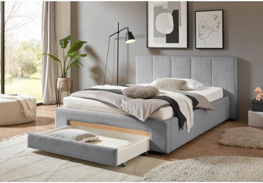 INOSIGN Gestoffeerd bed CiTY GiRON bedframe met bedlade gestoffeerd opbergbed met hondenbed of opberglade bekleding van corduroy of linnenlook - Foto 7