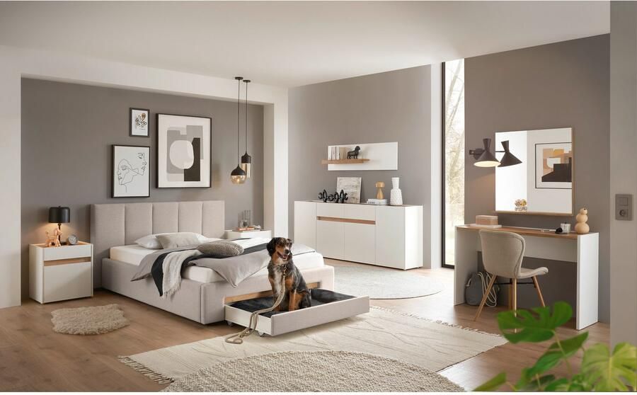 INOSIGN Gestoffeerd bed CiTY GiRON bedframe met bedlade gestoffeerd opbergbed met hondenbed of opberglade bekleding van corduroy of linnenlook - Foto 8