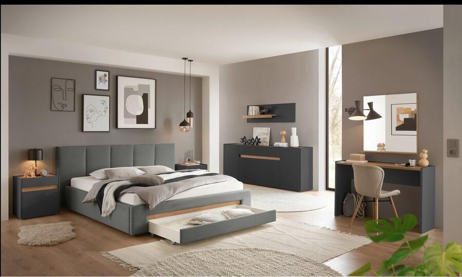 INOSIGN Gestoffeerd bed CiTY GiRON bedframe met bedlade gestoffeerd opbergbed met hondenbed of opberglade bekleding van corduroy of linnenlook - Foto 8