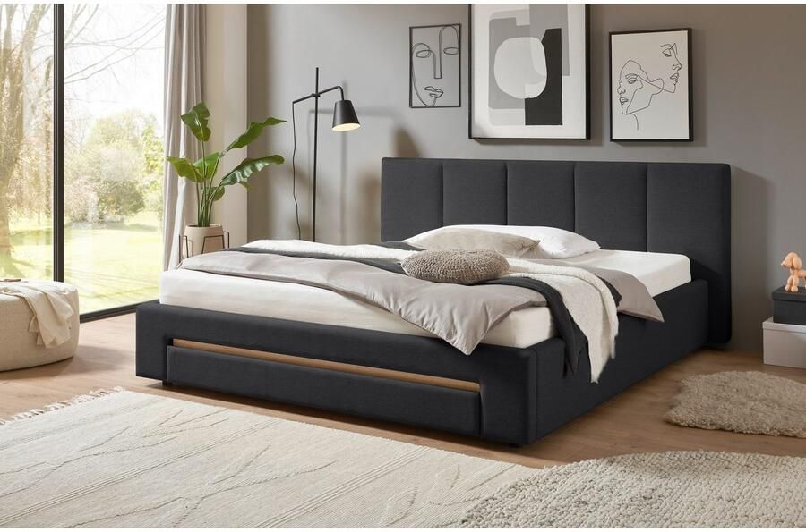 INOSIGN Gestoffeerd bed CiTY GiRON bedframe met bedlade gestoffeerd opbergbed met hondenbed of opberglade bekleding van corduroy of linnenlook - Foto 4