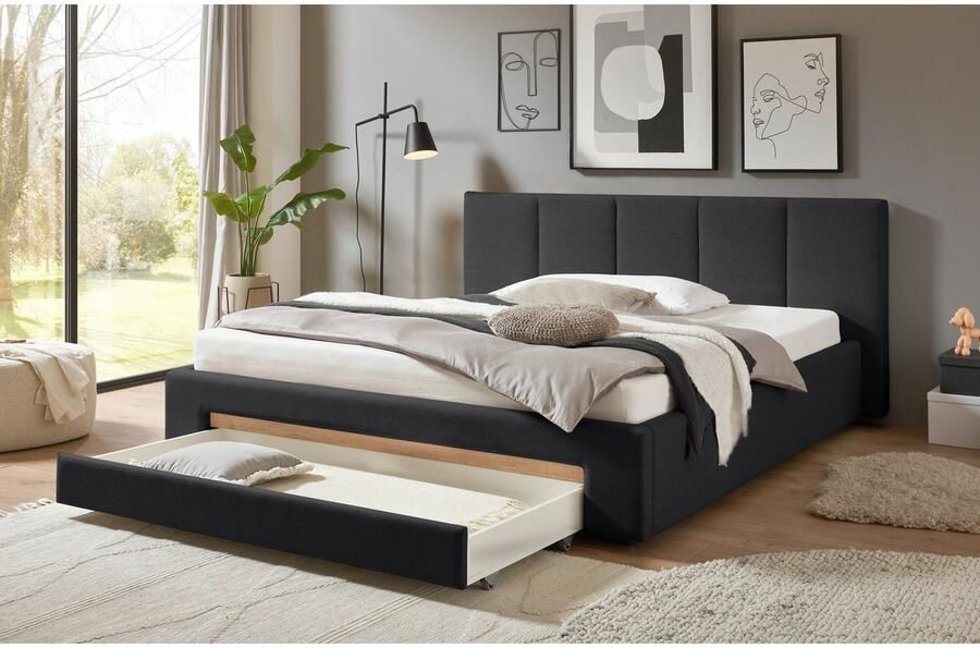 INOSIGN Gestoffeerd bed CiTY GiRON bedframe met bedlade gestoffeerd opbergbed met hondenbed of opberglade bekleding van corduroy of linnenlook - Foto 5
