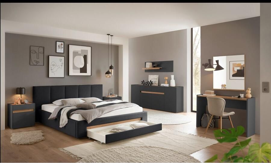INOSIGN Gestoffeerd bed CiTY GiRON bedframe met bedlade gestoffeerd opbergbed met hondenbed of opberglade bekleding van corduroy of linnenlook - Foto 7