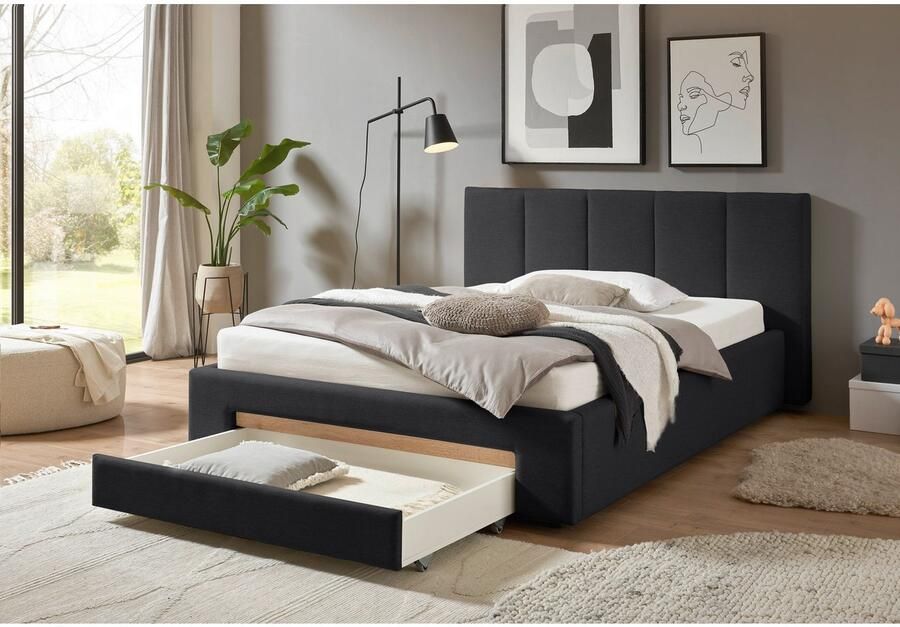 INOSIGN Gestoffeerd bed CiTY GiRON bedframe met bedlade gestoffeerd opbergbed met hondenbed of opberglade bekleding van corduroy of linnenlook - Foto 5