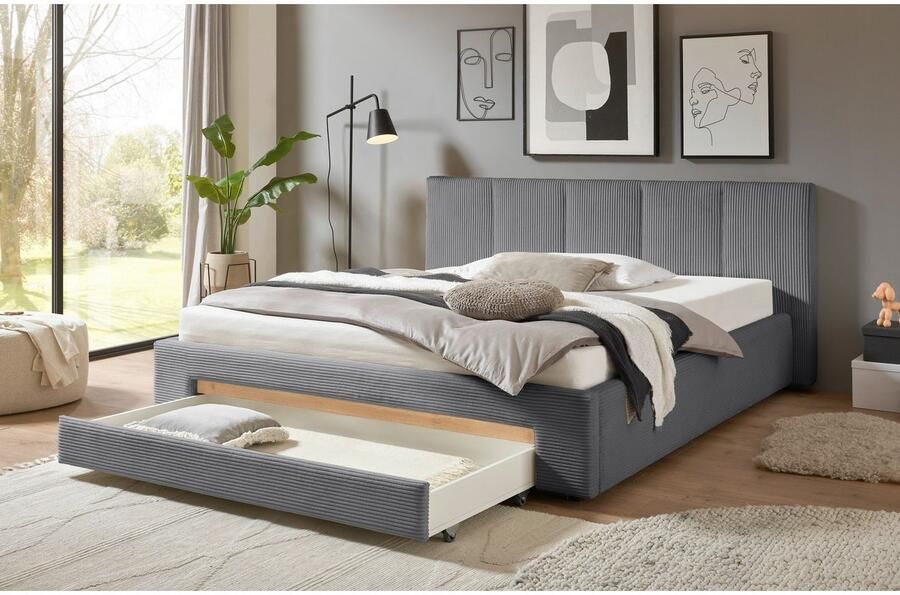INOSIGN Gestoffeerd bed CiTY GiRON bedframe met bedlade gestoffeerd opbergbed met hondenbed of opberglade bekleding van corduroy of linnenlook - Foto 5