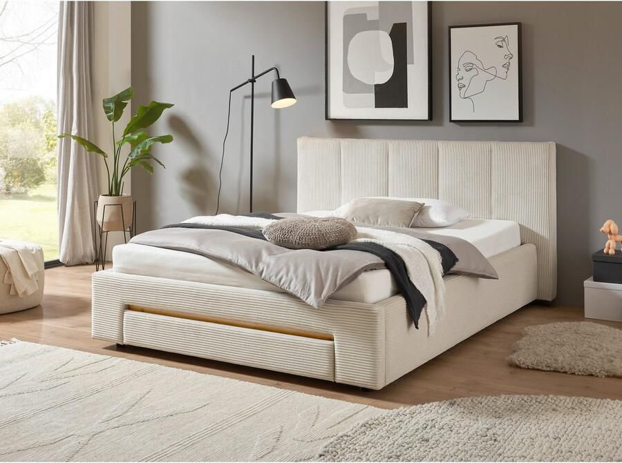 INOSIGN Gestoffeerd bed CiTY GiRON bedframe met bedlade gestoffeerd opbergbed met hondenbed of opberglade bekleding van corduroy of linnenlook - Foto 3