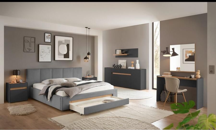 INOSIGN Gestoffeerd bed CiTY GiRON bedframe met bedlade gestoffeerd opbergbed met hondenbed of opberglade bekleding van corduroy of linnenlook - Foto 7