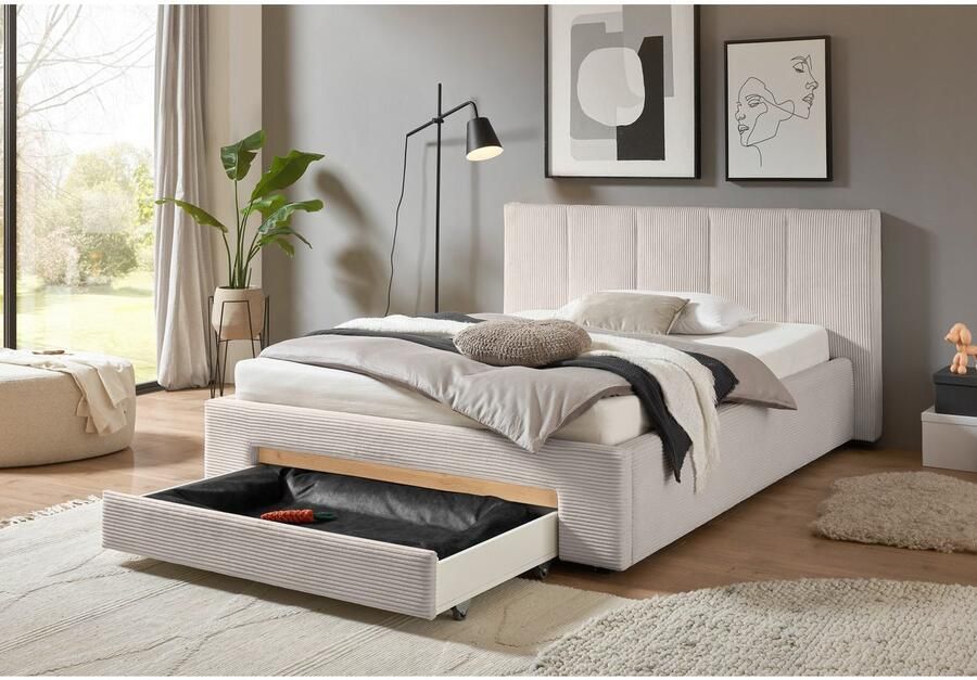 INOSIGN Gestoffeerd bed CiTY GiRON bedframe met bedlade gestoffeerd opbergbed met hondenbed of opberglade bekleding van corduroy of linnenlook - Foto 6