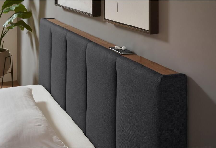 INOSIGN Gestoffeerd bed CiTY GiRON bedframe met bedlade gestoffeerd opbergbed met hondenbed of opberglade bekleding van corduroy of linnenlook - Foto 3