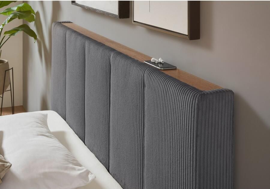 INOSIGN Gestoffeerd bed CiTY GiRON bedframe met bedlade gestoffeerd opbergbed met hondenbed of opberglade bekleding van corduroy of linnenlook - Foto 3