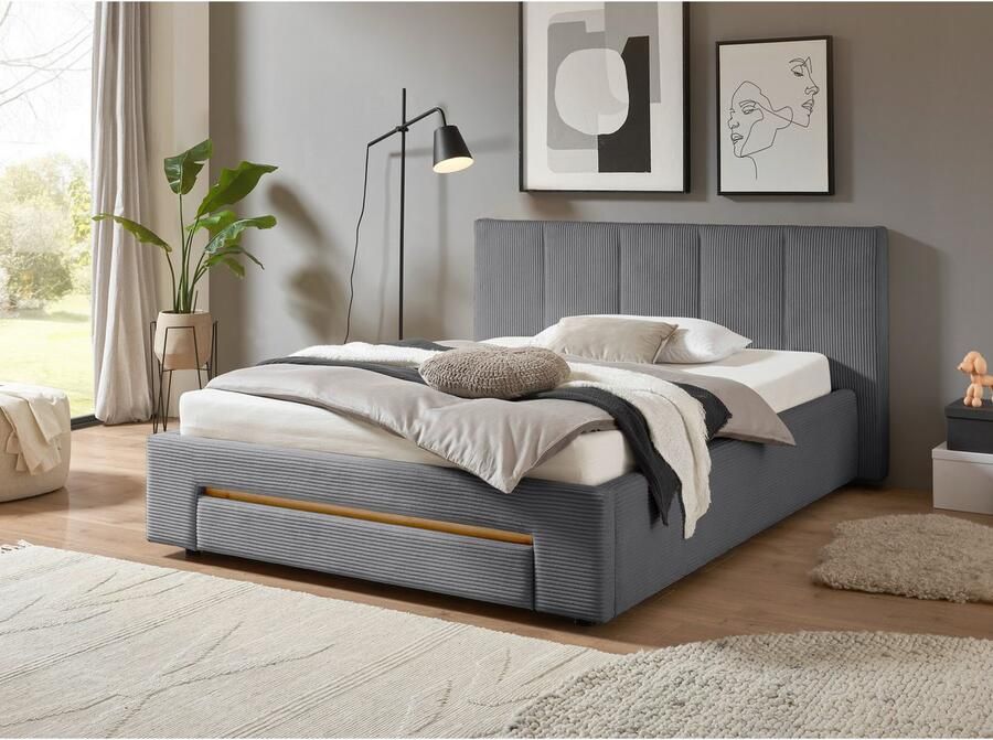 INOSIGN Gestoffeerd bed CiTY GiRON bedframe met bedlade gestoffeerd opbergbed met hondenbed of opberglade bekleding van corduroy of linnenlook - Foto 4