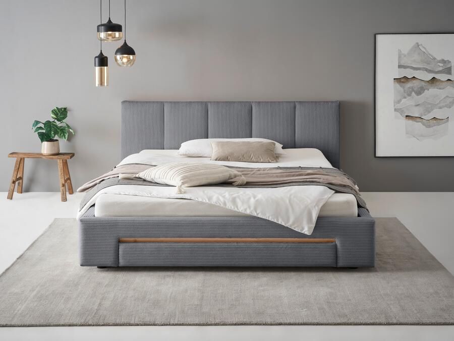 INOSIGN Gestoffeerd bed CiTY GiRON bedframe met bedlade gestoffeerd opbergbed met hondenbed of opberglade bekleding van corduroy of linnenlook - Foto 2
