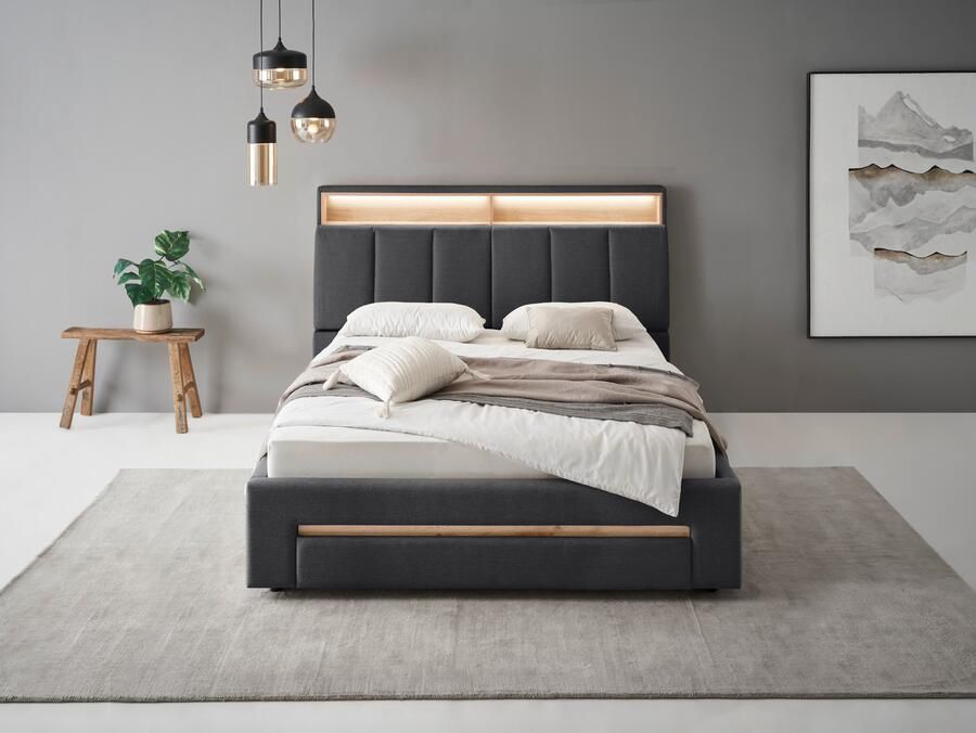 INOSIGN Gestoffeerd bed CiTY GiRON gepolsterd opbergbed met LED-verlichting Bedkisten met hondenbed of als opbergruimte opklapbare hoofdeinden - Foto 11